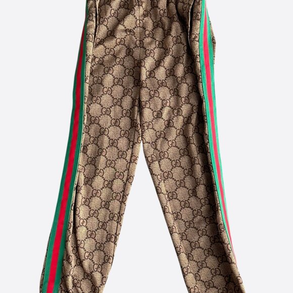 Gucci Tan Monogram Striped Track Pants - Picture 1 of 6